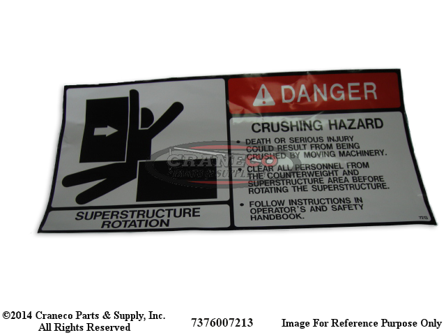 7376007213 Grove Aerial Manlift Decal - Danger Cwt Crushing